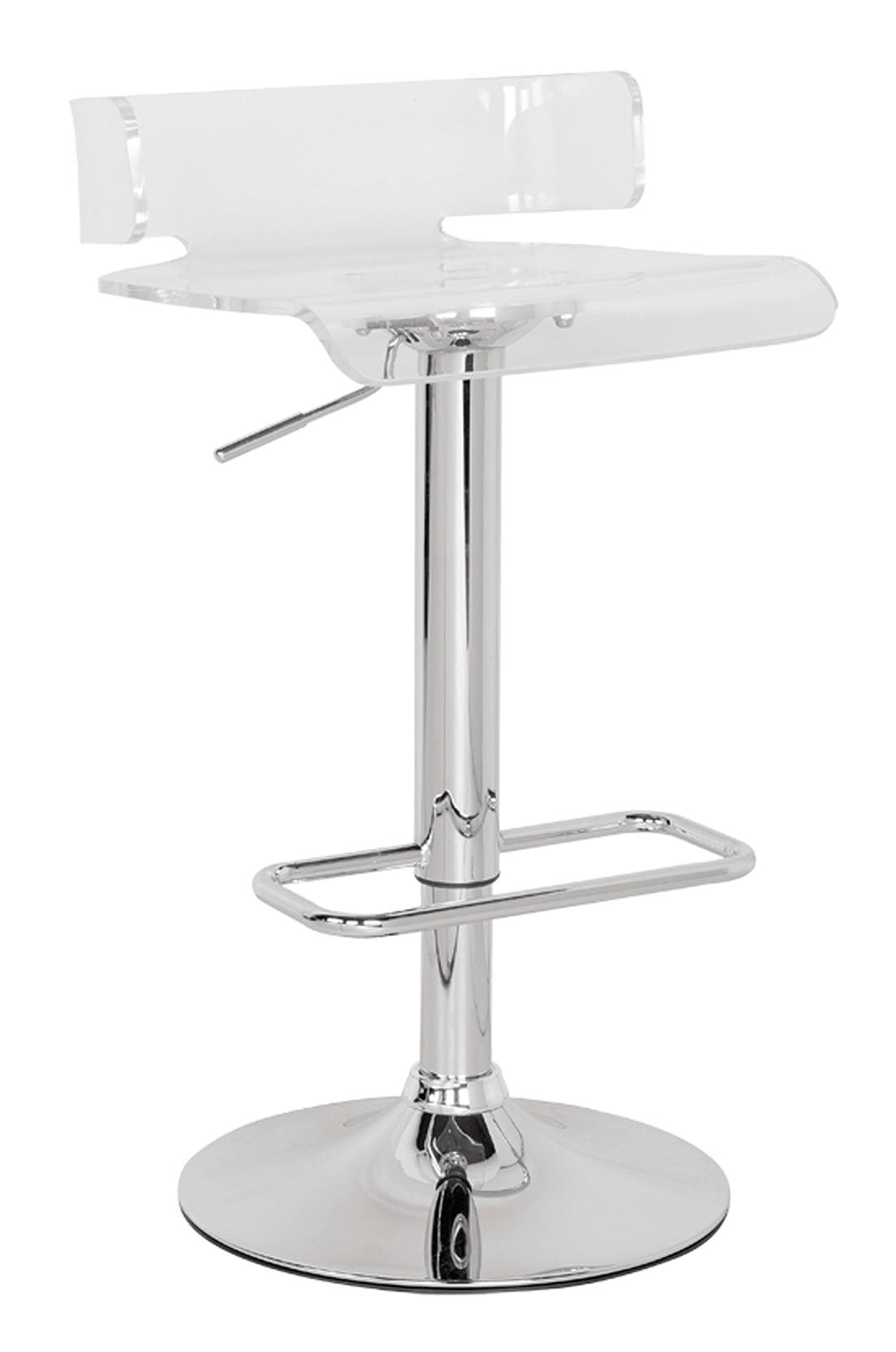 26" Clear And Silver Stainless Steel Low back Counter Height Bar Chair With Footrest